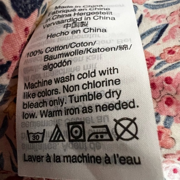 J.Crew Popover Shirt Liberty London Swirling Petals Pink Floral Print Size 0 - Picture 10 of 11